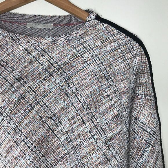 Zara Trafaluc Sz S white tweed knit boatneck top - Picture 1 of 7